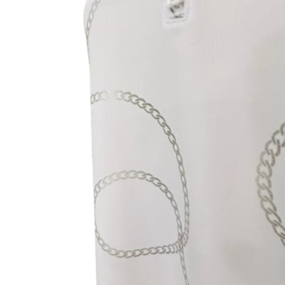 GREG NORMAN PLAY DRY Large Golf Polo Shirt White Silver Chain Link Print Shark - Picture 4 of 14